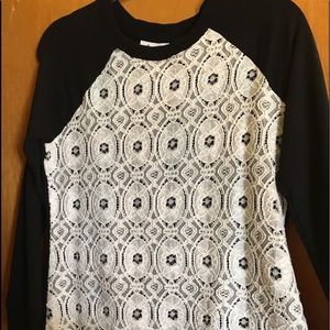 Denim & Co lace front sweatshirt